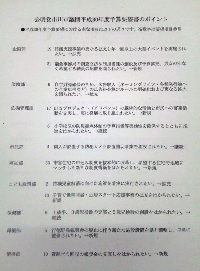 佐藤副市長に平成30年度の予算要望1