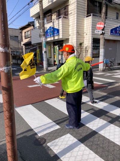 朝の通学見回りに2